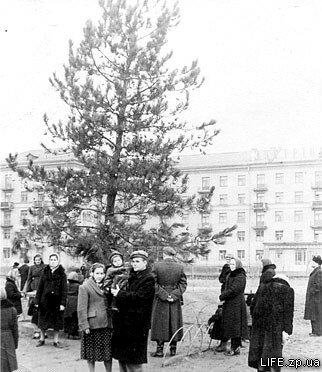 1959 год. Новогодняя елка на площади Маяковского.