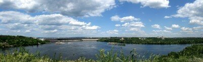 Панорама с Хортицы с видом на ДнепроГЭС