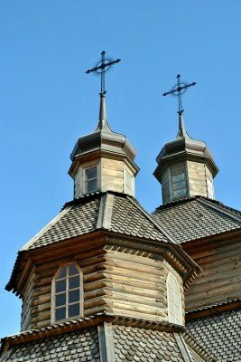Деревянные купола. Музейный комплекс «Запорожская Сечь». Покровская церковь.