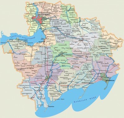 Современная карта Запорожской области