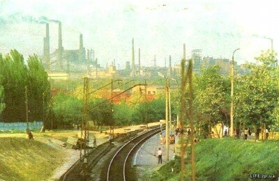 Вид на металлургический комбинат «Запорожсталь», 1977 год