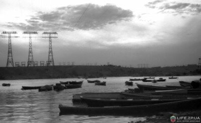 Река Днепр и остров Хортица, вечер, лето 1954 года.