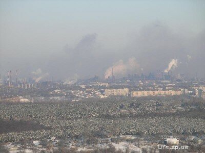 Запорожские заводы, дым, смог, экологическая катастрофа