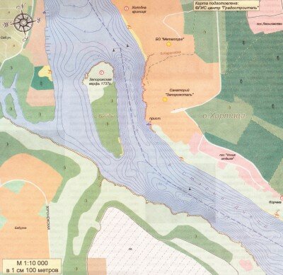 Глубинная карта реки Днепр (топографическая карта)