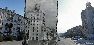 Сравнение проспекта Ленина в советское время и в наши дни
