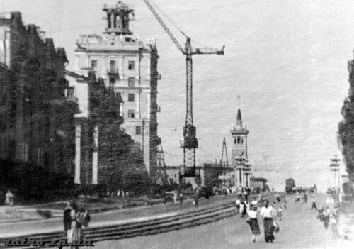 Строительство башен жилых домов на проспекте Ленина, ретро фото
