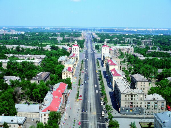 Вид на Проспект Ленина с высоты птичьего полета